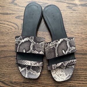IRO Black and Cream Snake Print Sandals